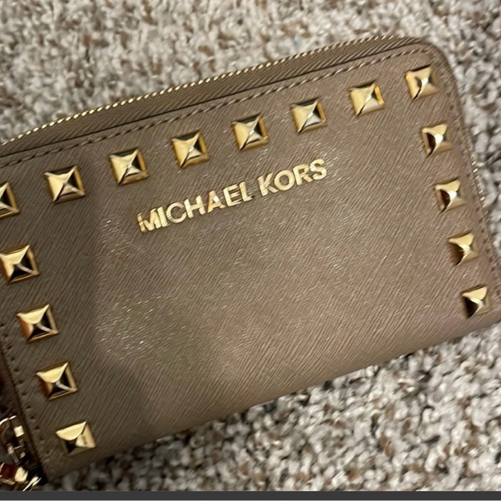 Michael Kors Taupe Studded Wallet